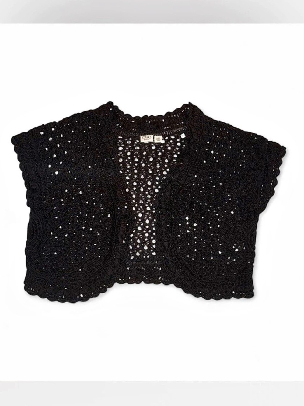 Cato Black Crochet Shrug
